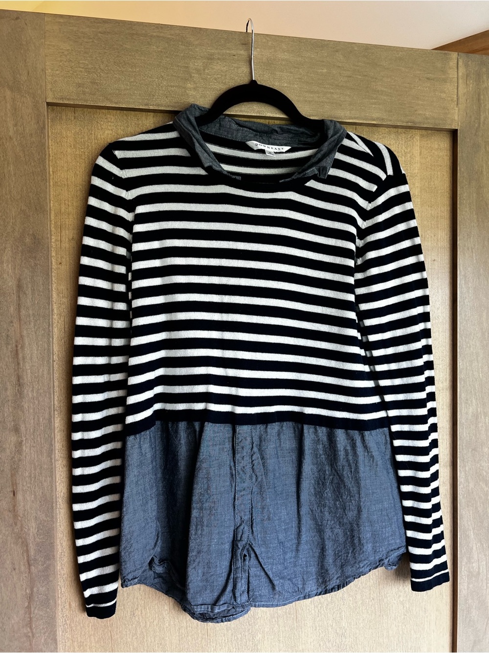 Striped navy & White Layered-Look Kids Top